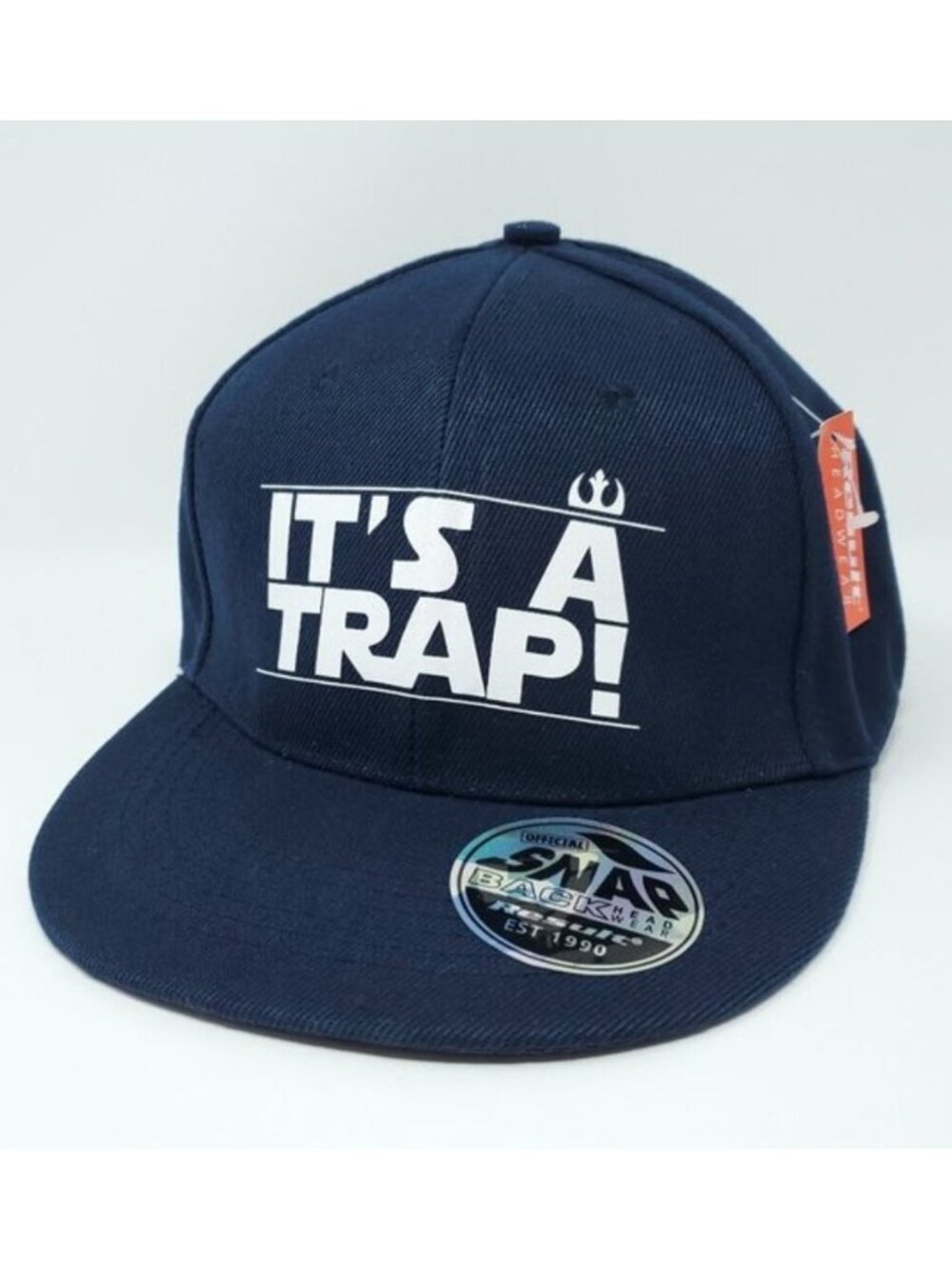Star Wars "It's A Trap!" Navy Flat Brim Snapback Cap Result Headwear NWT